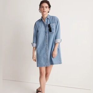 $138 msrp NWT Madewell denim oversized  Shirt Dress sz xs